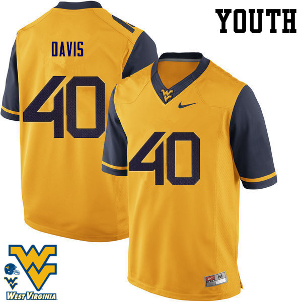NCAA Youth Fontez Davis West Virginia Mountaineers Gold #40 Nike Stitched Football College Authentic Jersey NO23R02BQ